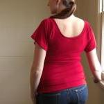 Womens Red Short Flutter Sl..