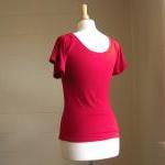 Womens Red Short Flutter Sl..