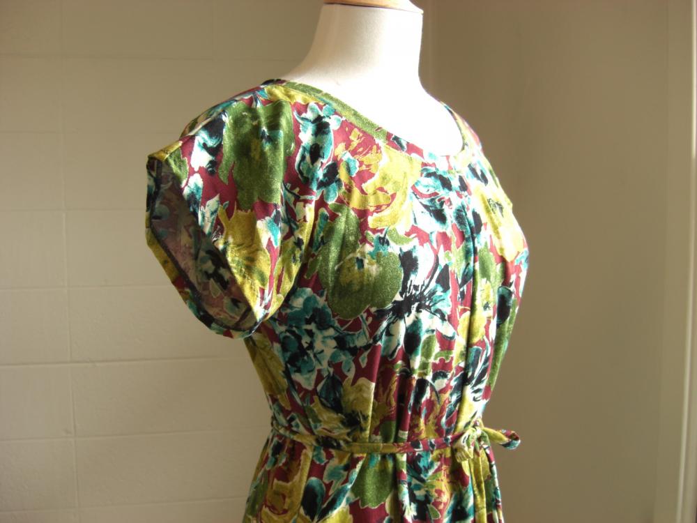 Womens Floral Print Summer Dress with Short Sleeves