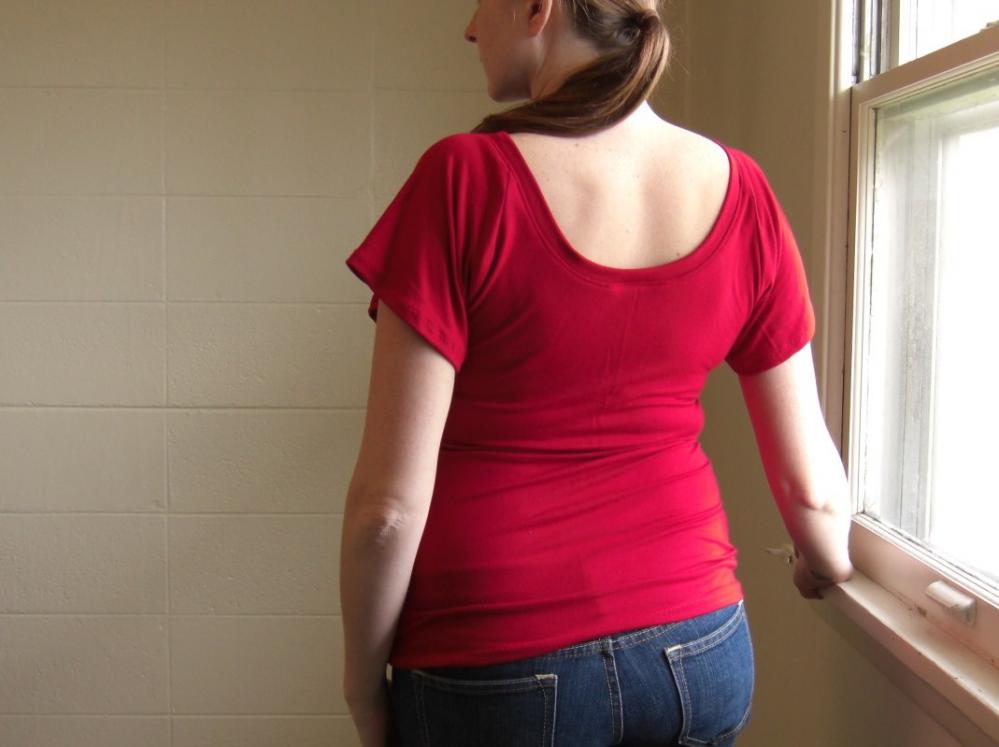 Womens Red Short Flutter Sleeve Shirt