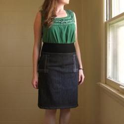 Black Denim Aline Skirt Architect